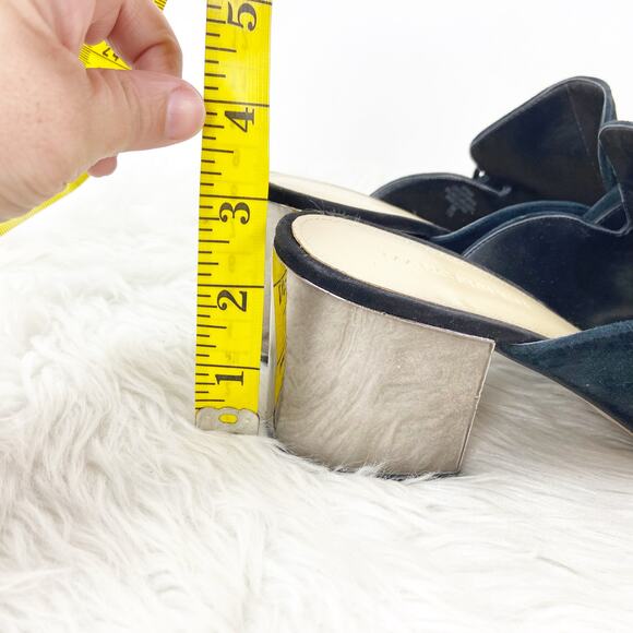 Marc Fisher 9 M Womens Black Suede Rima Buckle Slide Mule Mirror Heels Sandals - Picture 3 of 13